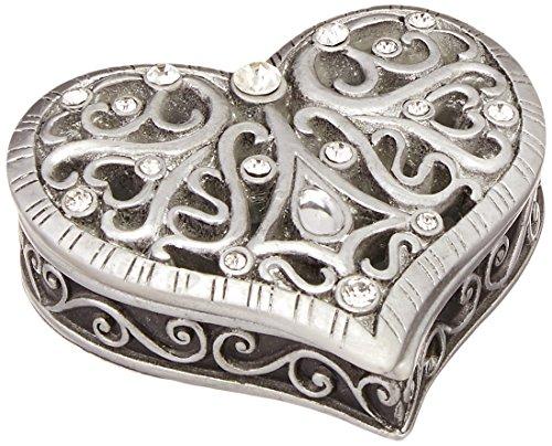 Exquisite Heart Shaped Curio Keepsake Treasure Box Open Cut Floral Design Home Accent