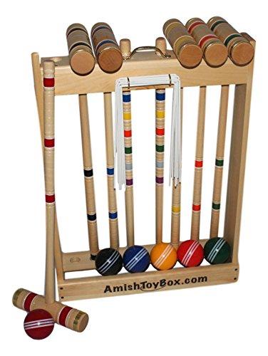 Amish-Crafted Deluxe Maple-Wood Croquet Game Set, 6 Player (28
