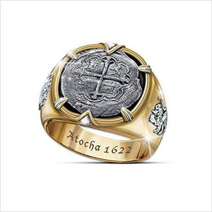 Atocha 1622 Shipwreck Men's Ring Crafted From Sunken 8 Reales Silver Coins