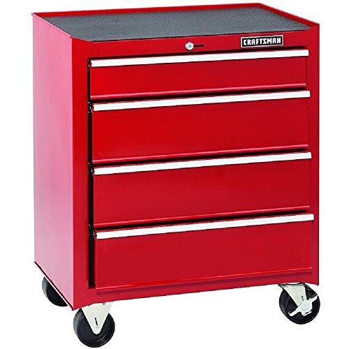 Craftsman Big 26 Inches Wide 4-drawer Standard Duty Ball Bearing Rolling Bottom Tool Chest Cabinet - Red