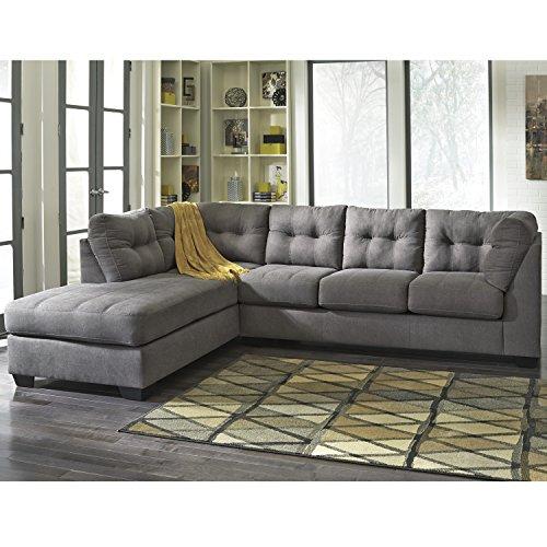 Flash Furniture Benchcraft Maier Sectional with Left Side Facing Chaise in Charcoal Microfiber