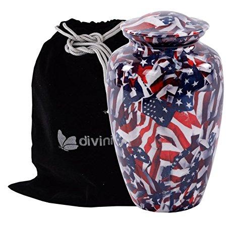 American Flag and Glory Cremation Urn for Human Ashes by Divinityurns - Adult Funeral Urn Handcrafted - Affordable Urn for Ashes