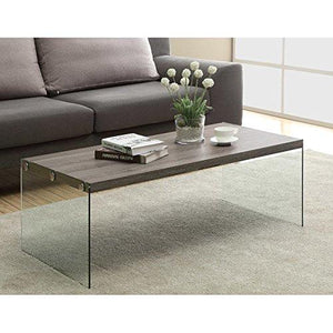 Coffee Table Meticulously Crafted with Glass and Manufactured Wood to Lend Beauty to Your Living Space The Table has a Dark Taupe Finish