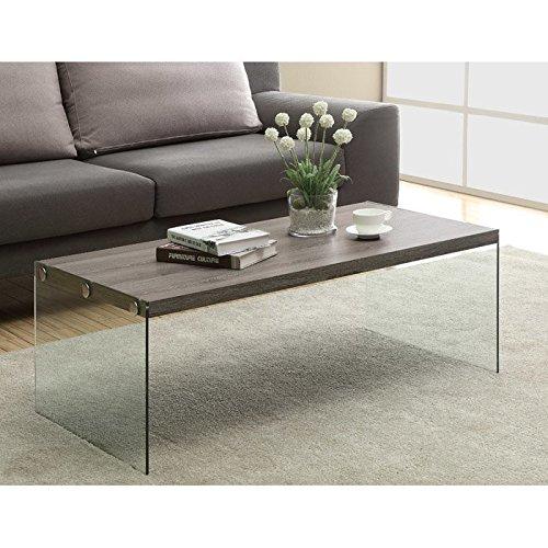 Coffee Table Meticulously Crafted with Glass and Manufactured Wood to Lend Beauty to Your Living Space The Table has a Dark Taupe Finish