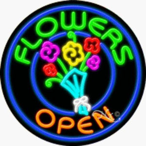 Flowers - Open Handcrafted Energy Efficient Real Glasstube Neon Sign