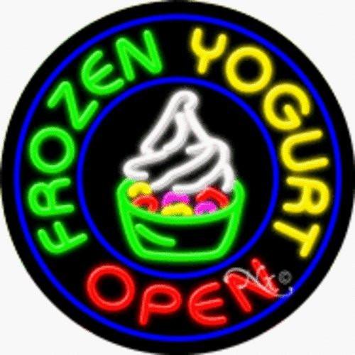 Frozen Yogurt - Open Handcrafted Energy Efficient Real Glasstube Neon Sign