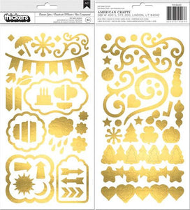 American Crafts Thickers Stickers 94/Pkg-Banner Year; Icons W/Gold Foil