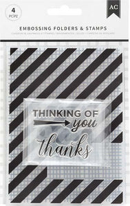 American Crafts Embossing Folders & Stamps Set-Thankful Thinking