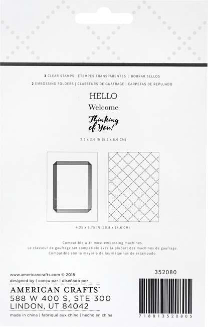 American Crafts Embossing Folders & Stamps Set-Welcome