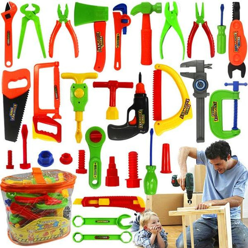 Fashion 34 Pcs Plastic Repair Tools Set Baby Kids Boys Toys Craftsman Pretend Play Set Gift