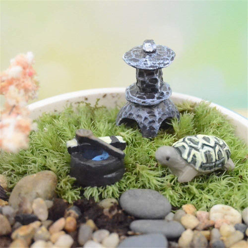 Danmu Miniature Plant Pots Bonsai Craft Micro Landscape DIY Decor Set (Tortoise)