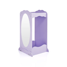 Load image into Gallery viewer, Try guidecraft dress up cubby center lavender kids clothing storage rack costume shoes wardrobe with mirror and side hooks standing closet for toddlers