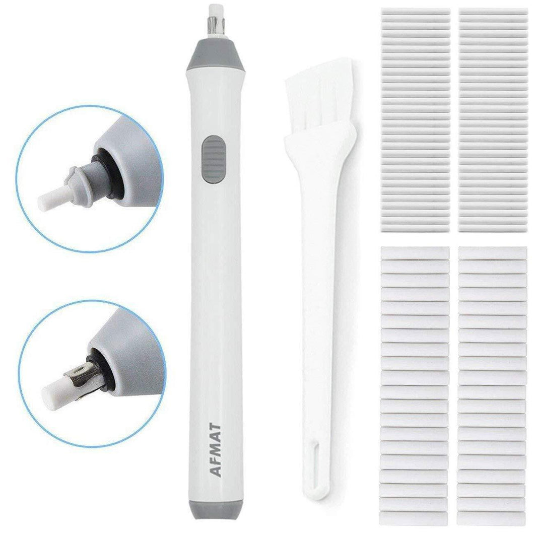 Electric Erasers, Electric Eraser with 140 Refills, Battery Operated Eraser, Electric Eraser Kit for Artists, Art Pencils, Drawing, Painting, Sketching, Drafting, Arts and Crafts-White White