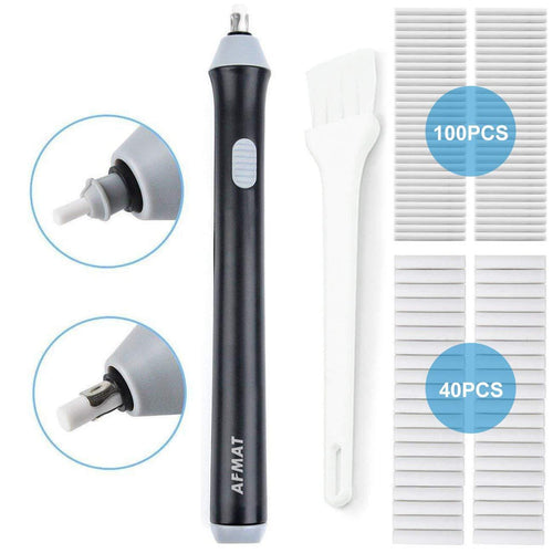 Electric Eraser Kit, AFMAT Electric Drawing Erasers for Artists, 140 Refills, Drafting Brush, Battery Operated Eraser for Sketching Pencils/Pentel Drafting Pencil/Derwent Graphite Pencils/Arts/Crafts Black