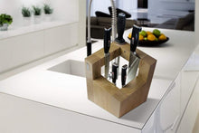 Load image into Gallery viewer, Get artelegno magnetic knife block solid beech wood with sharpener holder luxurious italian pisa collection by master craftsmen displays protects 8 high end knives eco friendly natural finish