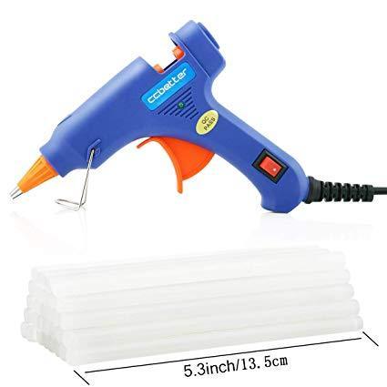 ccbetter Upgraded Mini Hot Melt Glue Gun with 30pcs Glue Sticks, Removable Anti-hot Cover Glue Gun Kit with Flexible Trigger for DIY Small Craft Projects & Sealing and Quick Daily Repairs 20-watt, Blue