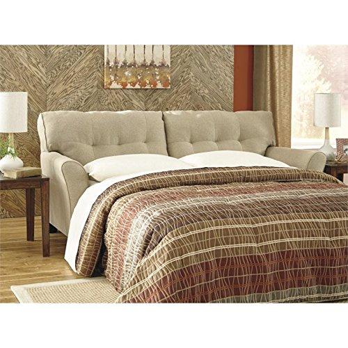 Benchcraft - Laryn Contemporary Sofa Sleeper with Throw Pillows - Queen Size Bed - Khaki
