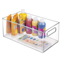 Load image into Gallery viewer, Try mdesign largeplastic storage organizer bin holds crafting sewing art supplies for home classroom studio cabinet or closet great for kids craft rooms 14 5 long 4 pack clear