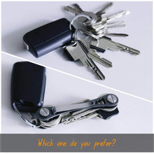 Load image into Gallery viewer, Discover the compact key holder premium aircraft grade aluminum blue gray smart keychain organizer unique style pocket clip design