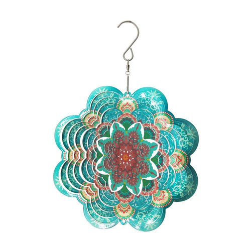 FONMY Stainless Steel Wind Spinner-3D Laser Cut Hand Painted with Color Sparkling Powders Indoor Outdoor Garden Decoration Crafts Ornaments 6Inch Multi Color Mandala Flower Wind Spinners