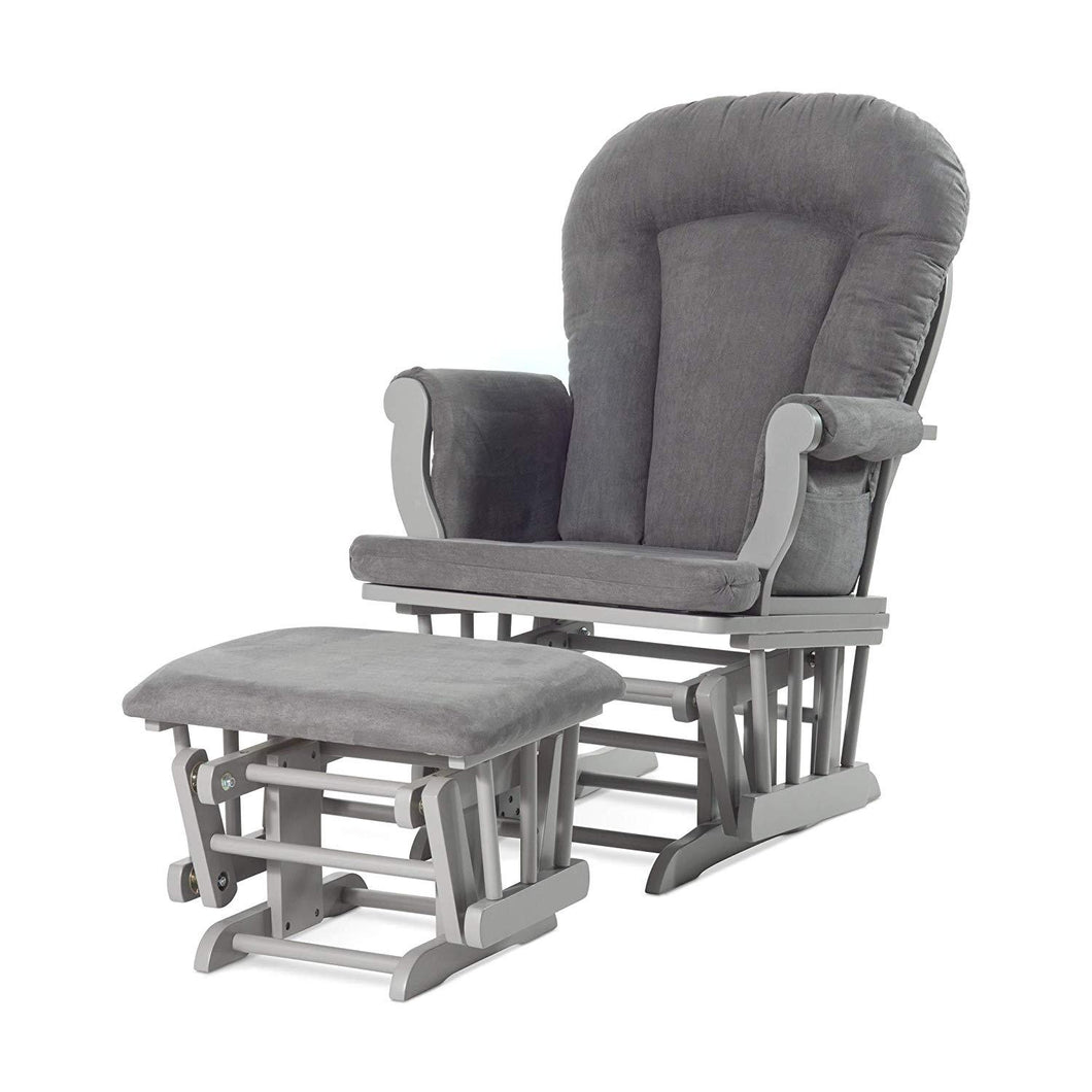 Forever Eclectic by Child Craft Cozy Glider and Ottoman, Matte White with Light Gray Cushion