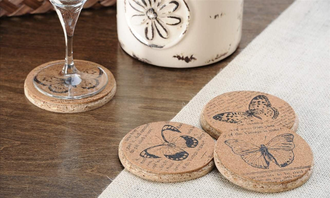 Giftcraft Cork Coasters - Butterflies - Set of 4