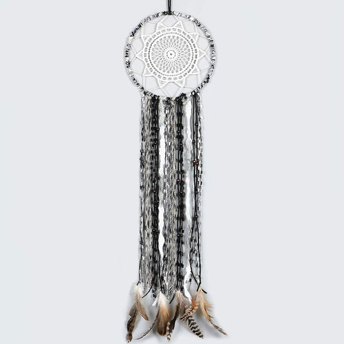 Dremisland Dream Catcher Handmade Black and White Lace Dream Catcher with Brown Feather Wall Hanging Home Decoration Ornament Decor Ornament Craft Gift (Black)