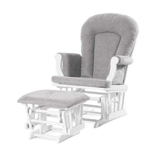 Forever Eclectic by Child Craft Cozy Glider and Ottoman, Matte White with Light Gray Cushion