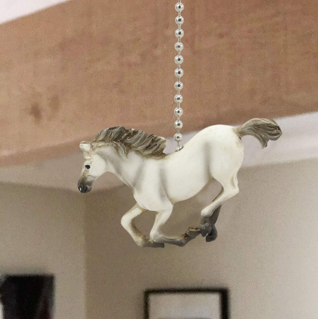 Ebros Ceiling Fan Metal Pull Chain with Equestrian Beauty Galloping Horse Hand Crafted Resin Knob Handle 3.25