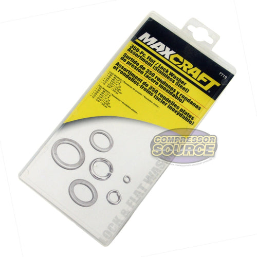 Flat and Lock Washer Assortment 350 Piece Maxcraft 7719 Washers Stainless Steel