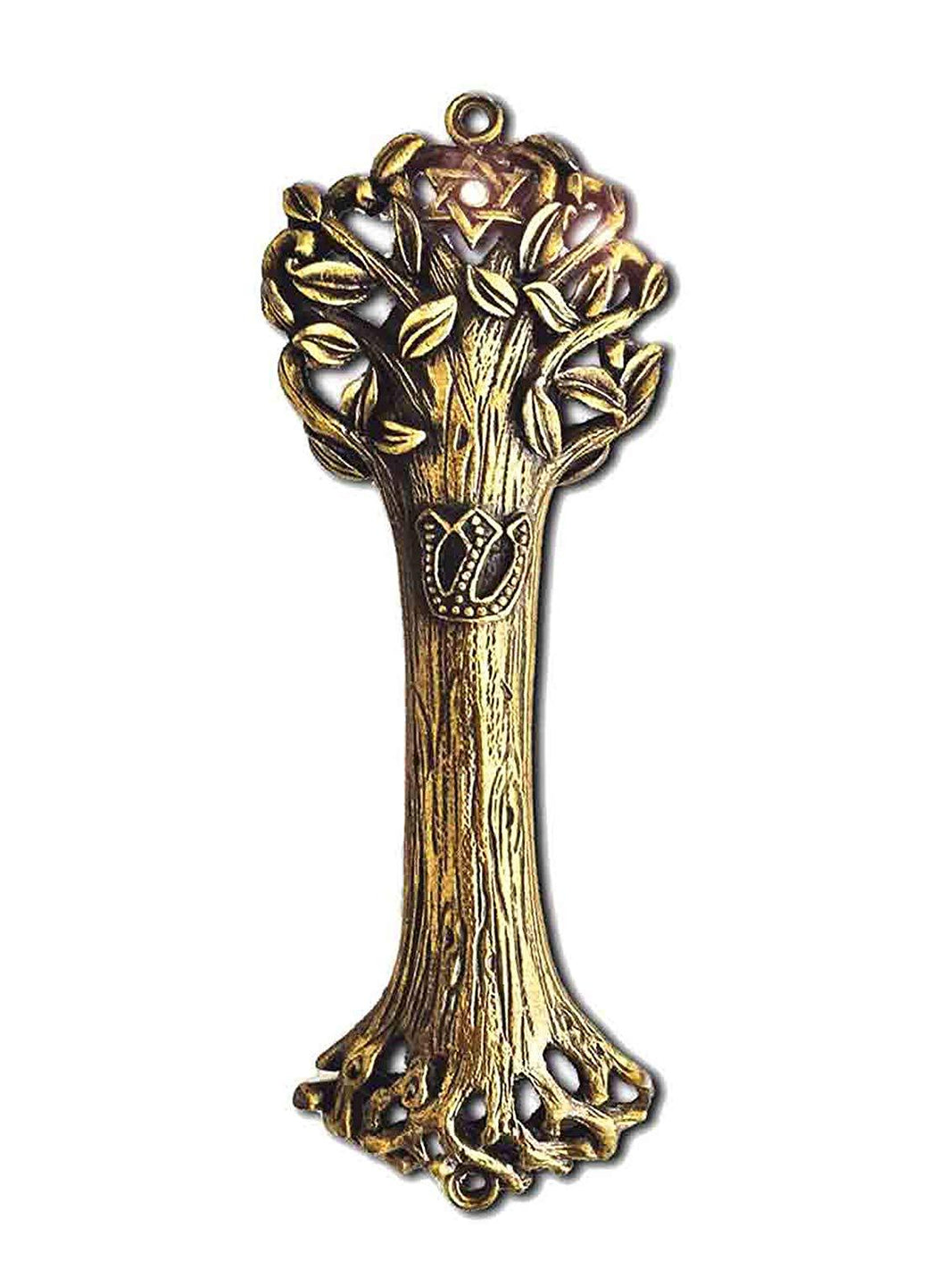 Creative Judaica Mezuzah Case Tree of Life Artwork | Wooden Texture Design and Crafted in Heavy Brass 4