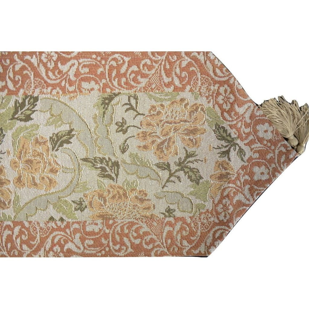 Floral Nature Garden Beige Orange Spices Hand-Crafted Decorative Woven Place Mat Table Runners Cloths (10072)