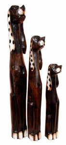 Balinese Wood Handicraft 3 Feet Large Polkadot Ears Canine Hound Dog Set Statue