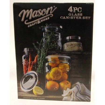 Americana Mason Craft & More Vintage Style 4 PC Glass Canister Set
