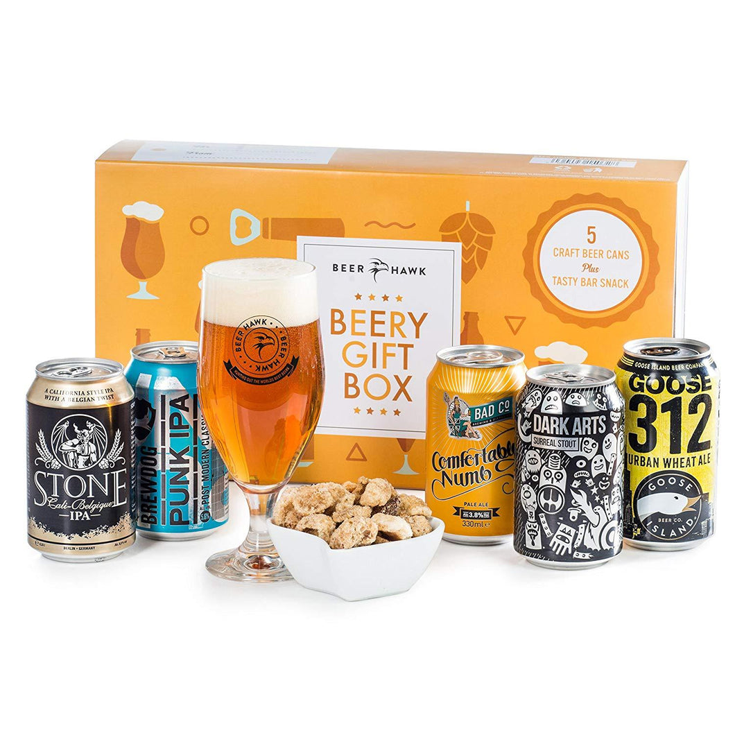 Beer Hawk Beery Gift Hamper Selection Box – Craft Set with Glass &...