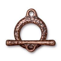 Forged Craftsman Hammertone Toggle Clasp - Qty 1 Clasp - TierraCast Copper Plated LEAD FREE Pewter