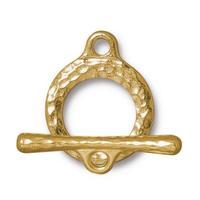 Forged Craftsman Hammertone Toggle Clasp - Qty 1 Clasp - TierraCast 22kt Gold Plated LEAD FREE Pewter