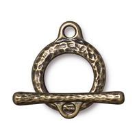 Forged Craftsman Hammertone Toggle Clasp - Qty 1 Clasp - TierraCast Brass Ox Plated LEAD FREE Pewter