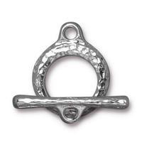 Forged Craftsman Hammertone Toggle Clasp - Qty 1 - TierraCast Rhodium Silver Plated LEAD FREE Pewter