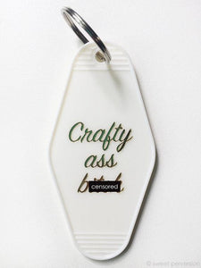 Crafty As* B*tch Motel Style Keychain - White