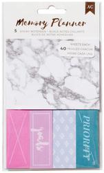 American Crafts Memory Planner Sticky Note Pack-Marble Crush; 5 Pads/40 Sheets Each