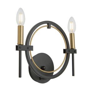 Anglesey 12.5 in. wide Black and Brass Wall Light