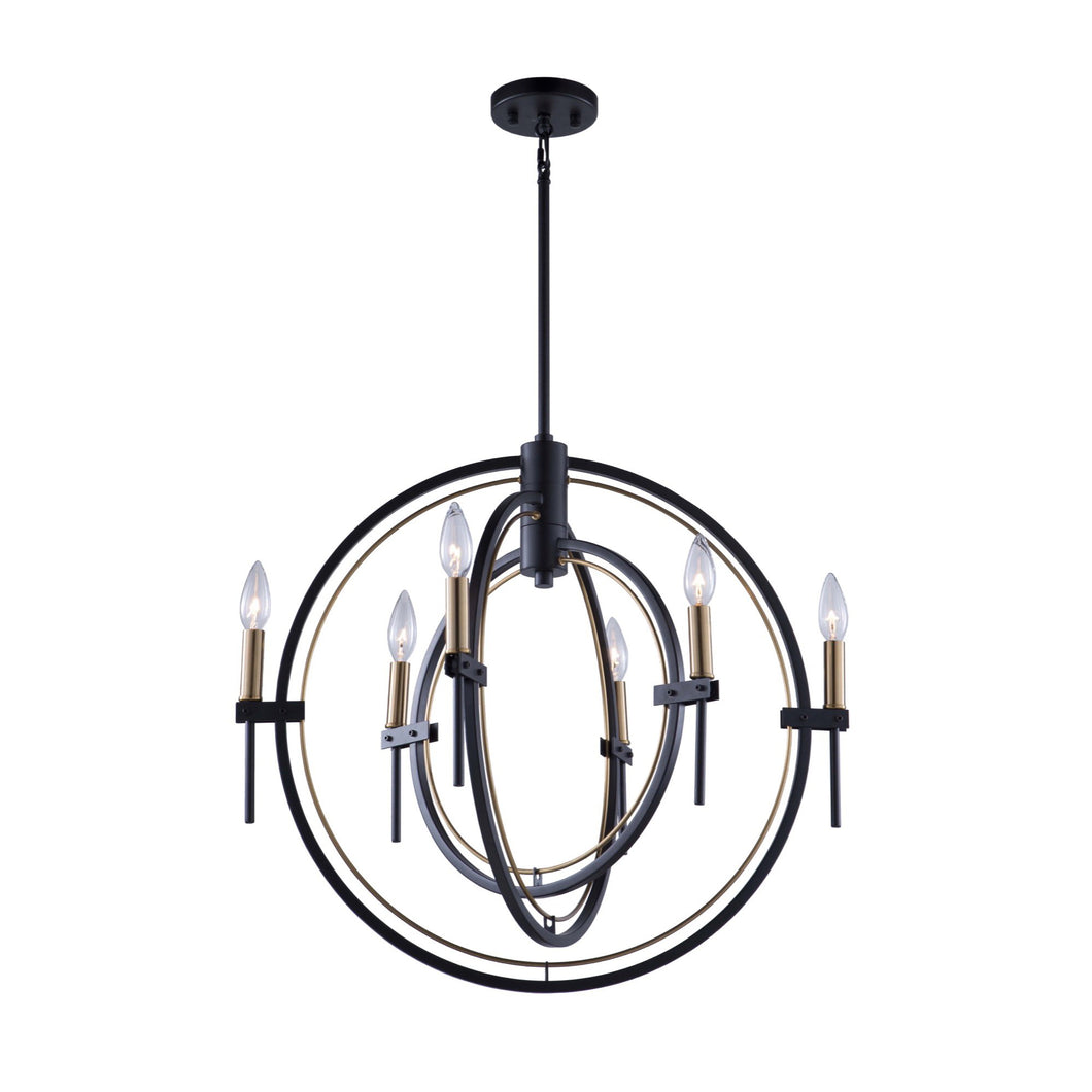 Anglesey 25 in. wide Black and Brass Chandelier