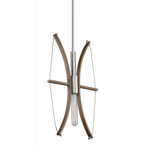Arco 12 in. wide Wood and Brushed Nickel Pendant