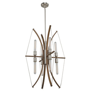 Arco 22 in. wide Wood and Brushed Nickel Chandelier