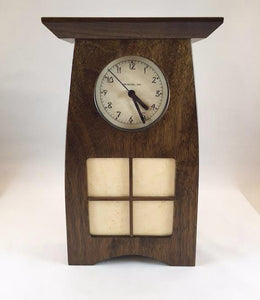 Clock - Arts & Crafts Clock - 4 x 4 Walnut Mullions Panel - Walnut - ACT-1