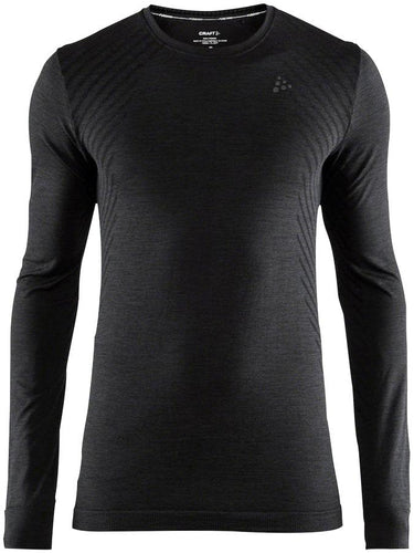 Craft Fuseknit Comfort Men's Round Neck Long Sleeve Base Layer Top: Black MD