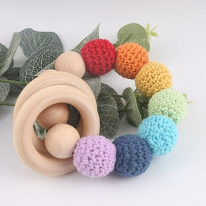 Baby Bracelet Food Grade Materials Wooden Teether Crochet Bead DIY Crafts Baby Gifts Wood Ring Baby Products Baby Rattle Toy