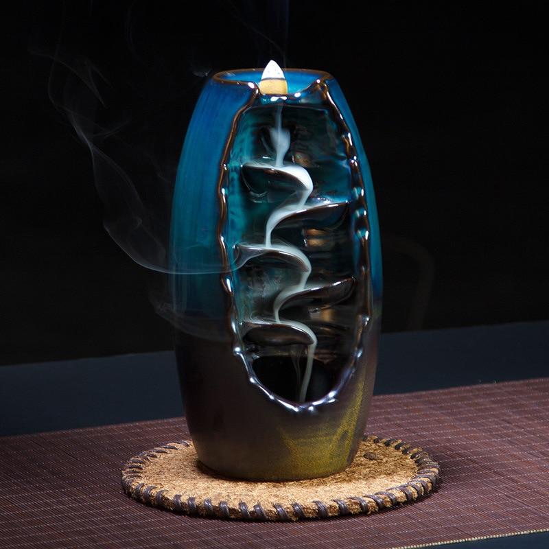 Backflow Incense Burner Ceramic Aromatherapy Furnace Smell Aromatic Home Office Incense Road Crafts Tower Incense Holder
