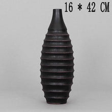 Load image into Gallery viewer, Black resin creative abstract Retro flowers vase pot vintage home decor crafts room decoration large floor vase resin figurines